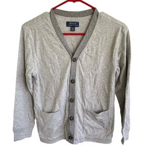 Polo by Ralph Lauren Gray Cardigan Sweater Boys Youth Size Medium 10-12